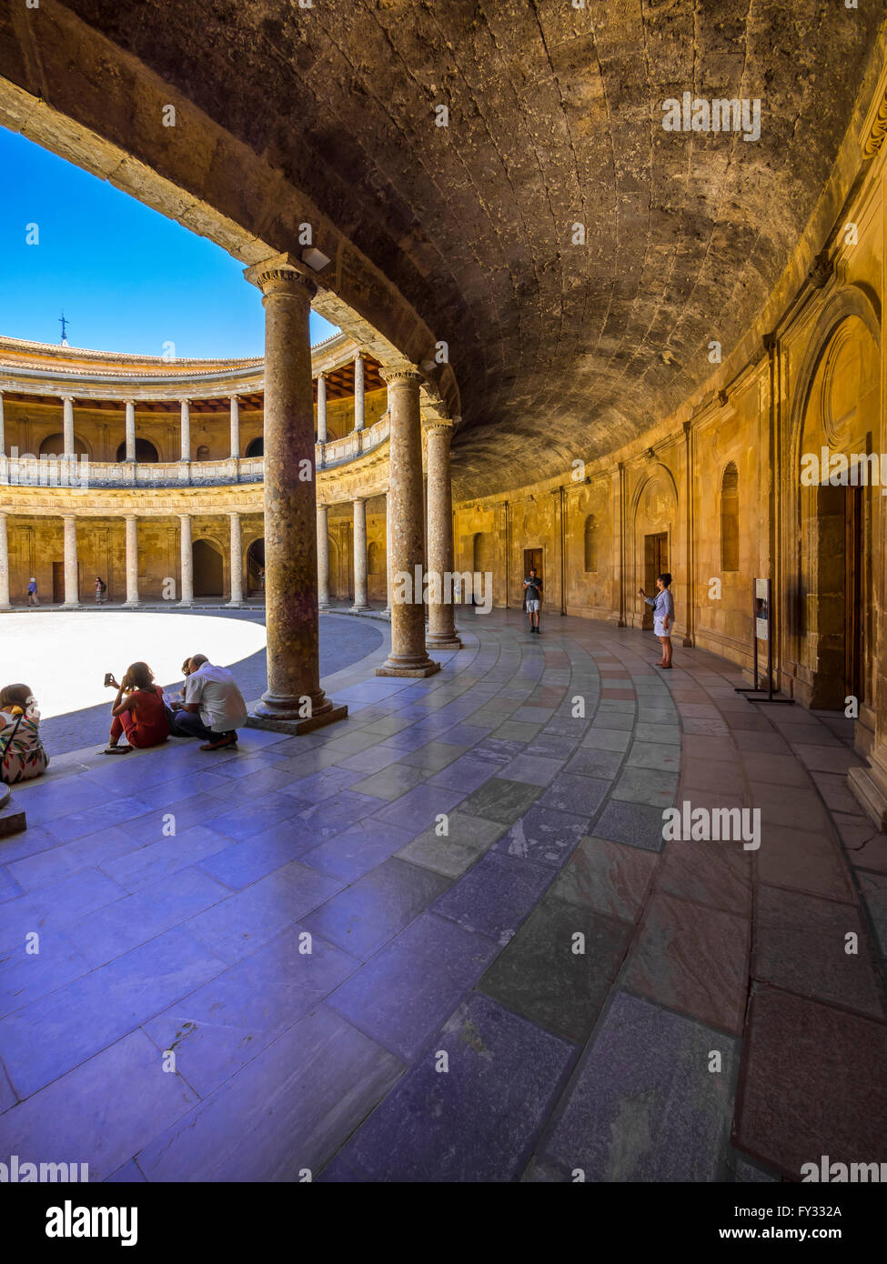 Inner courtyard, Palace of Charles V, Alhambra, Granada, Andalucía, Spain Stock Photo