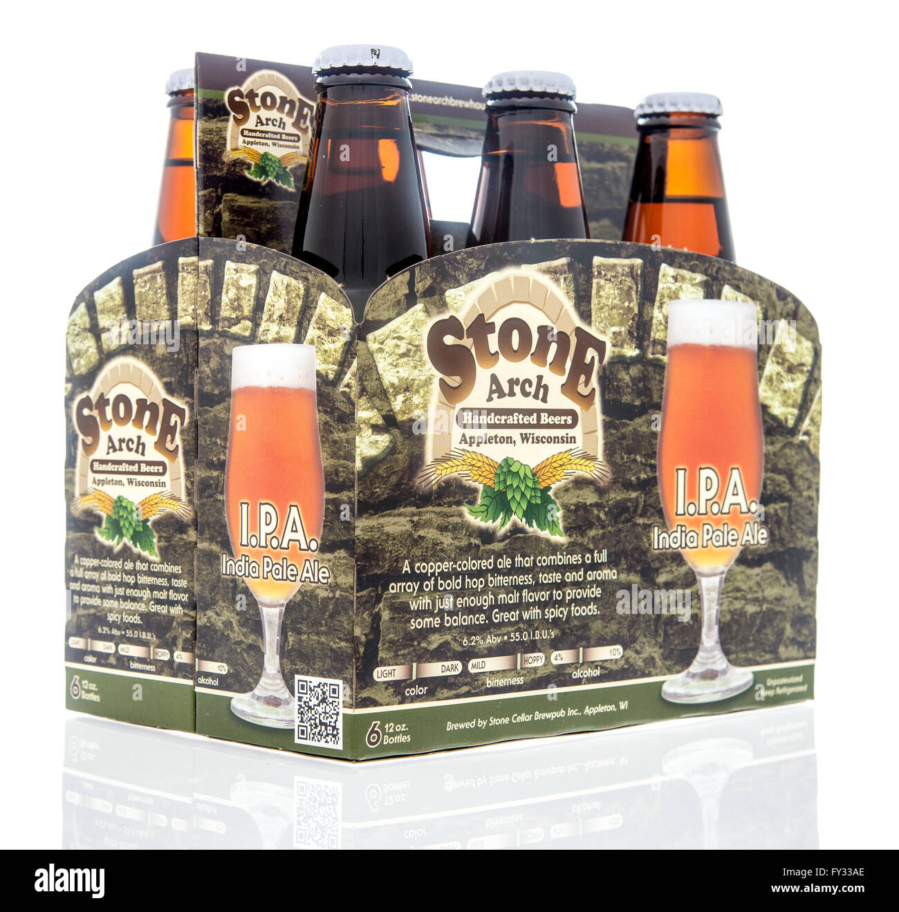 Winneconne, WI 2 Dec 2015 A six pack of Stone Arch I.PA. that is