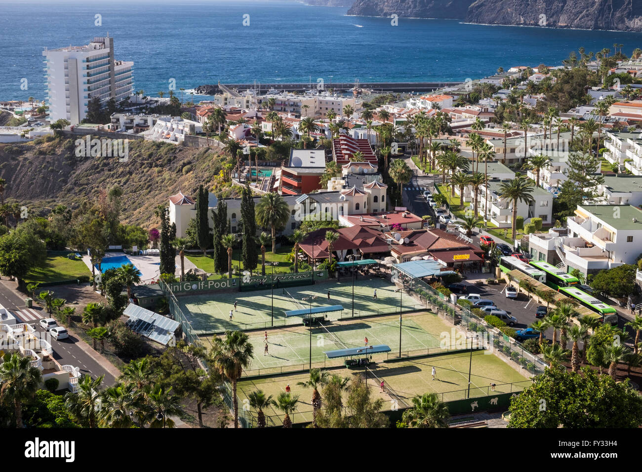 Aerial view over Los Gigantes in Tenerife, Canary Islands, Spain. Stock Photo