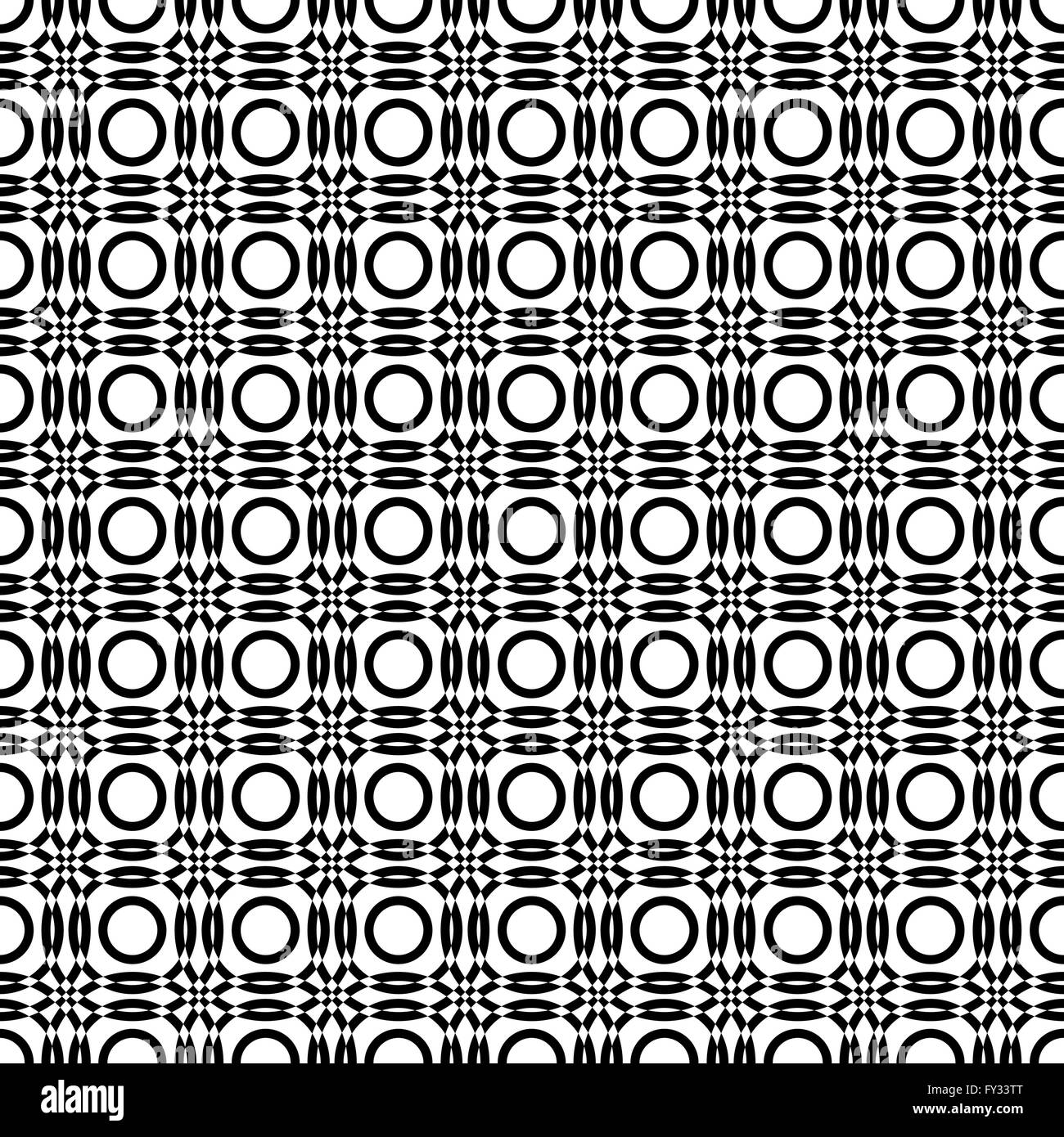 Seamless vector pattern with black and white overlapping circles Stock Vector