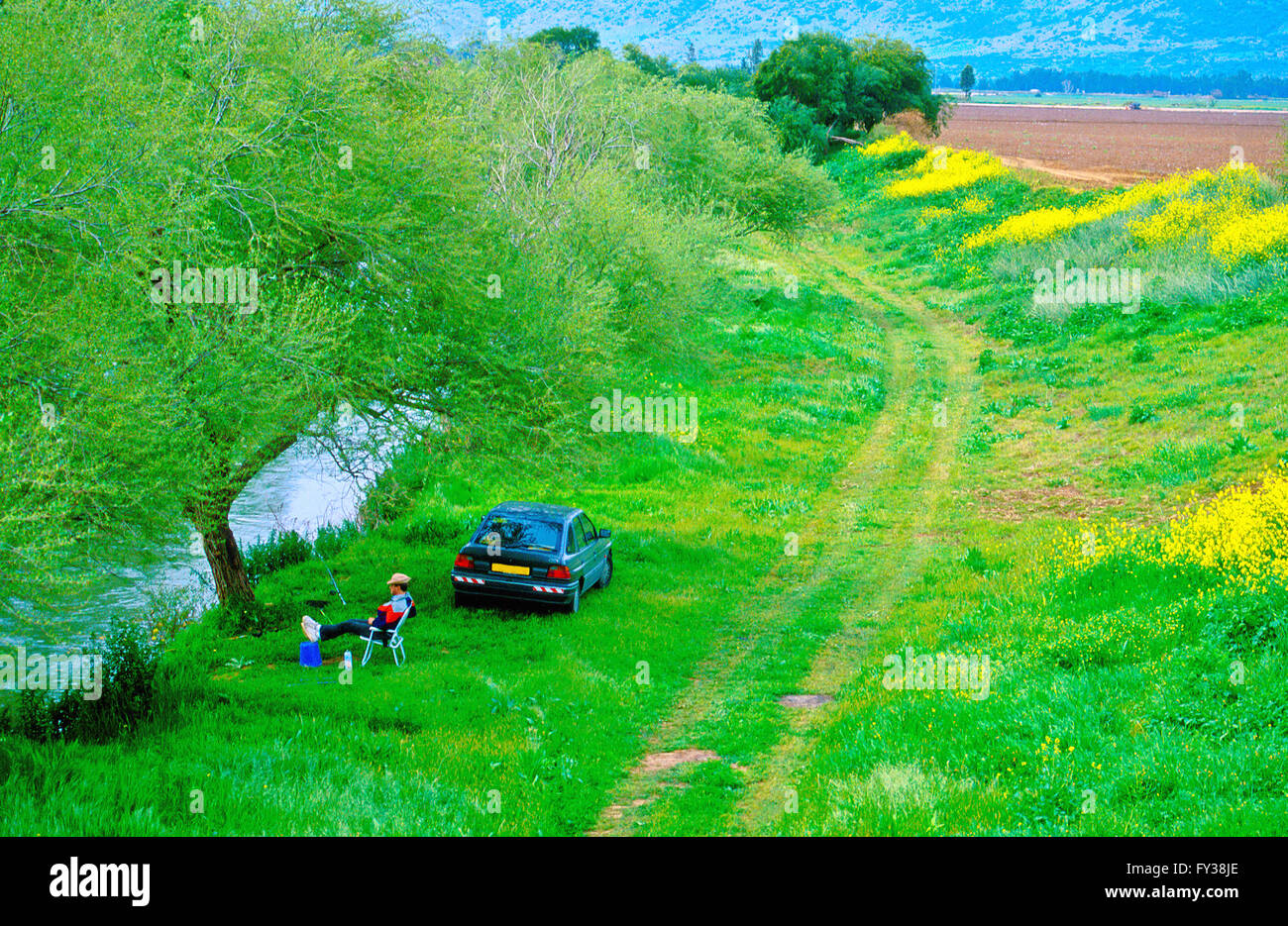 Fishing on the Jordan River Stock Photo Alamy