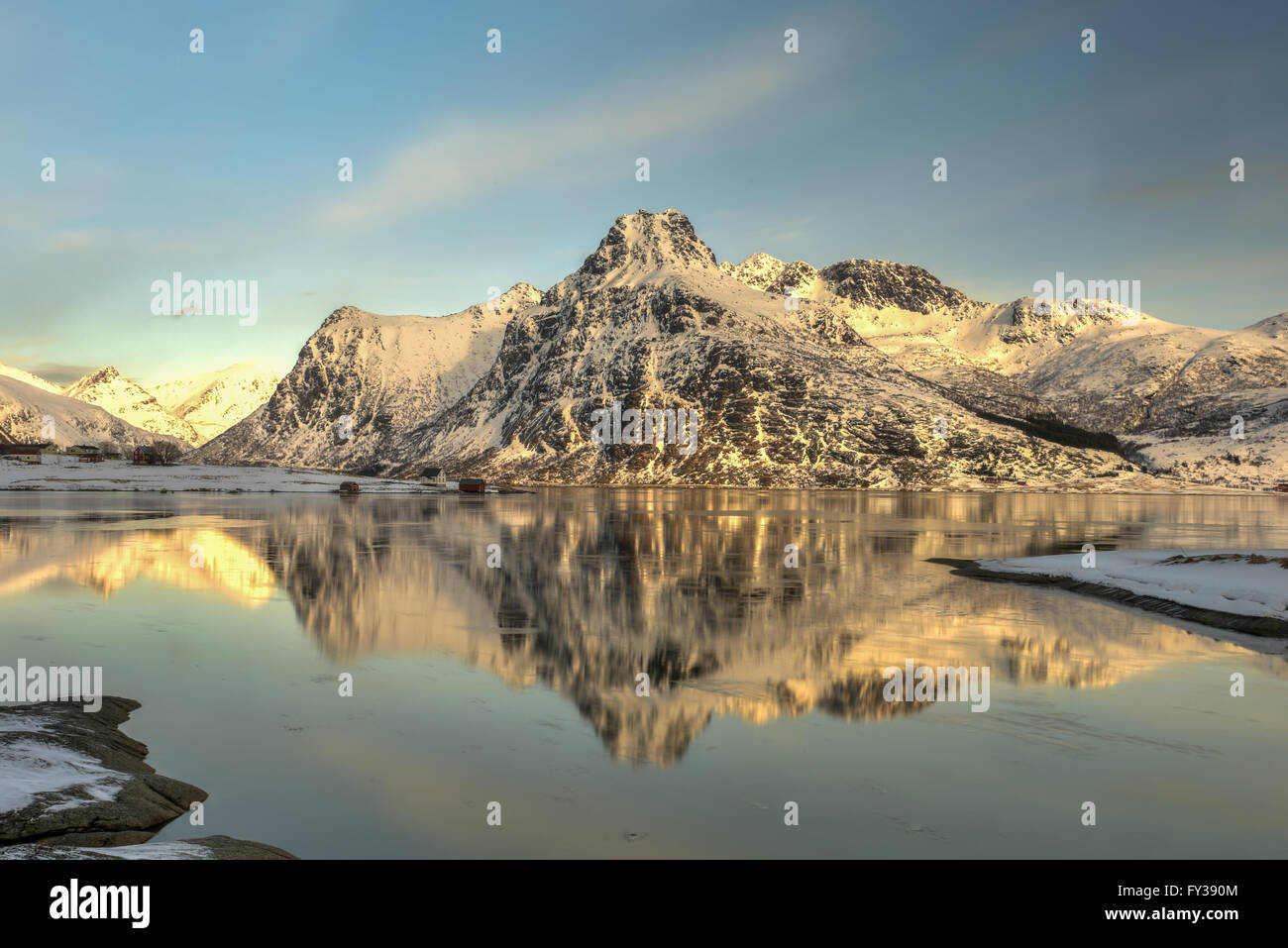 Mountains Reflected In A Lake In Flakstadoya In The Lofoten Islands mountains-reflected-in-a-lake-in-flakstadoya-in-the-lofoten-islands