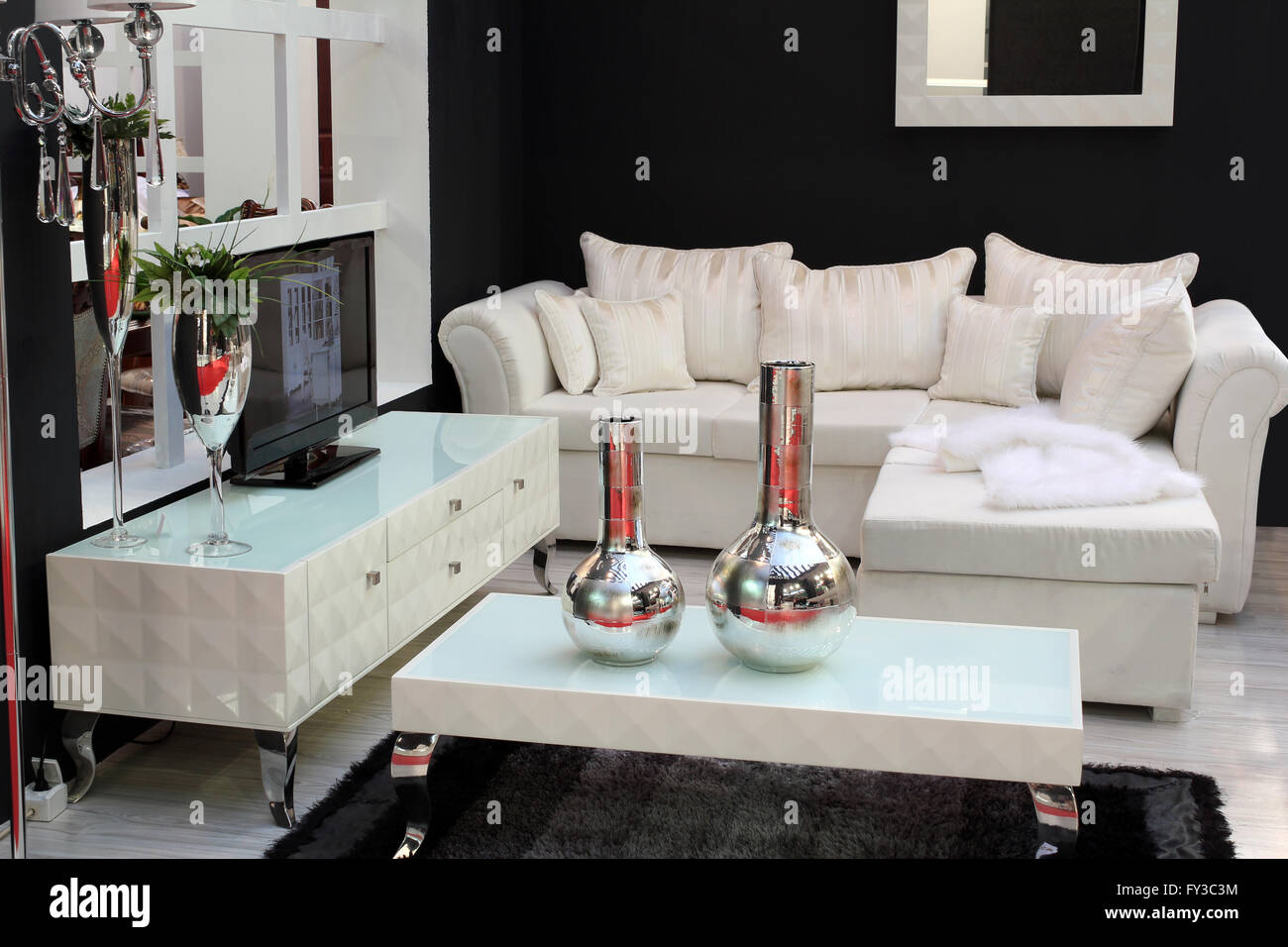 living room with tv Stock Photo - Alamy