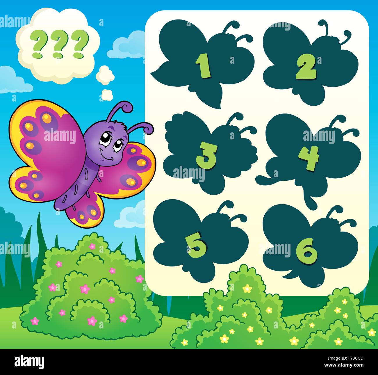 Butterfly riddle theme image 2 - picture illustration Stock Photo - Alamy
