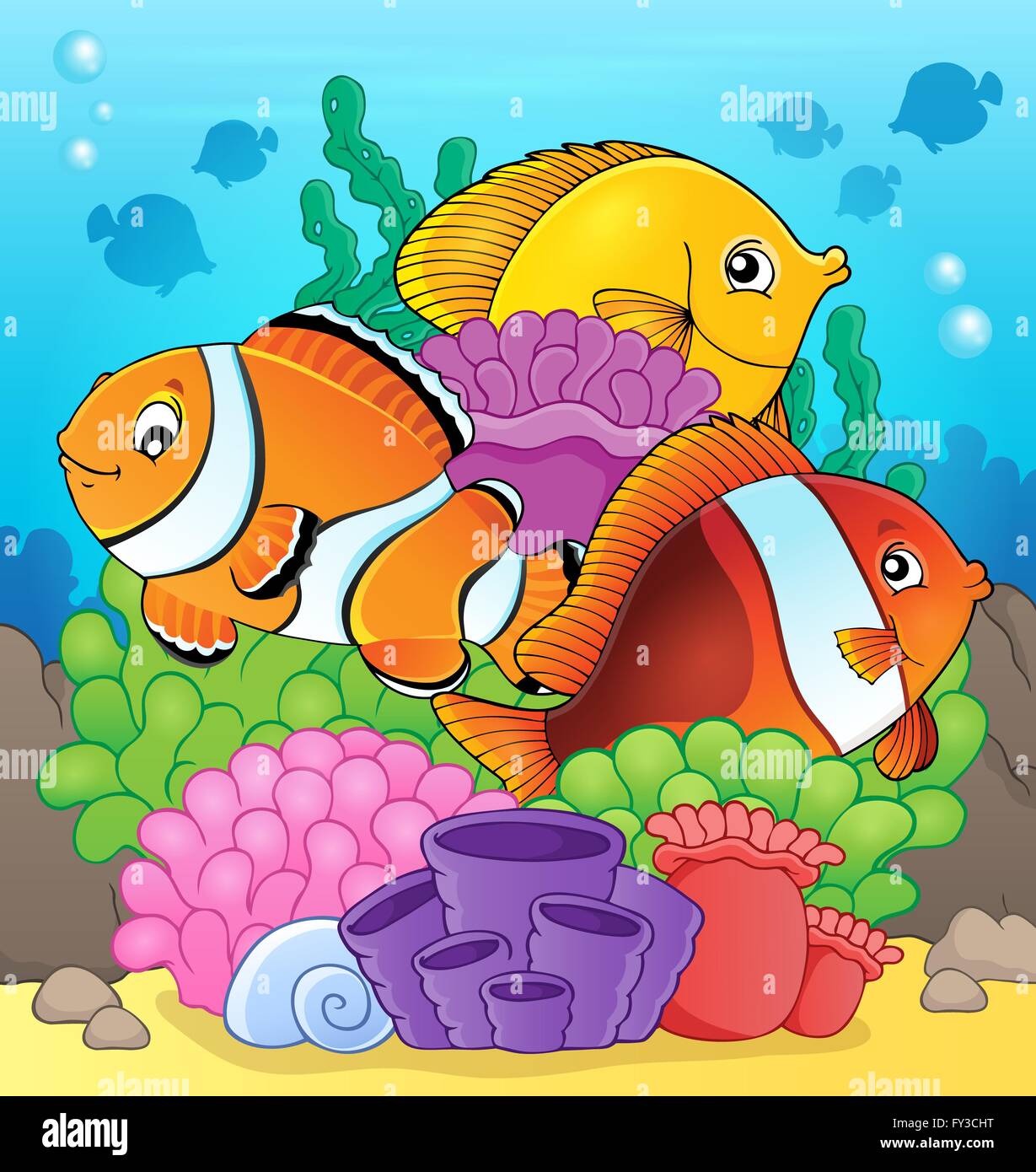 Coral reef fish theme image 7 - picture illustration Stock Photo - Alamy