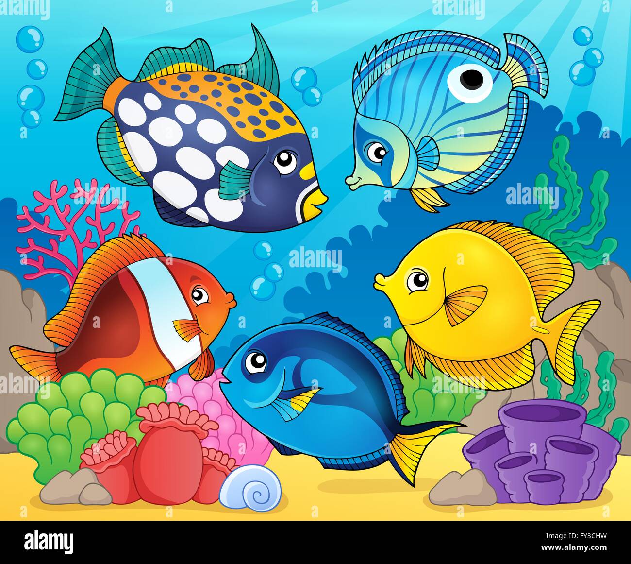 Coral reef fish theme image 8 - picture illustration Stock Photo - Alamy