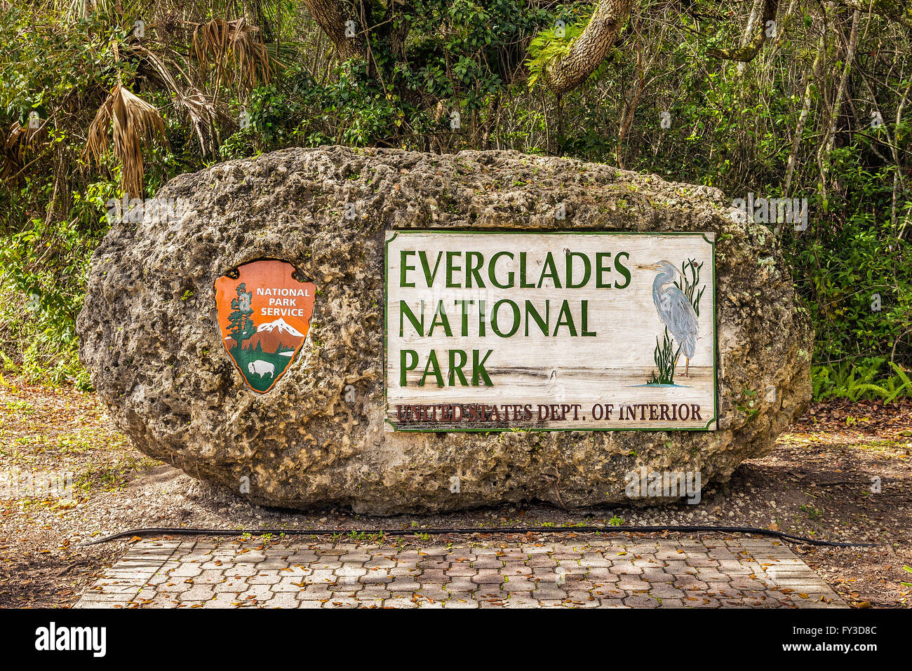 Entrance Sign in the Everglades National Park, Florida Stock Photo