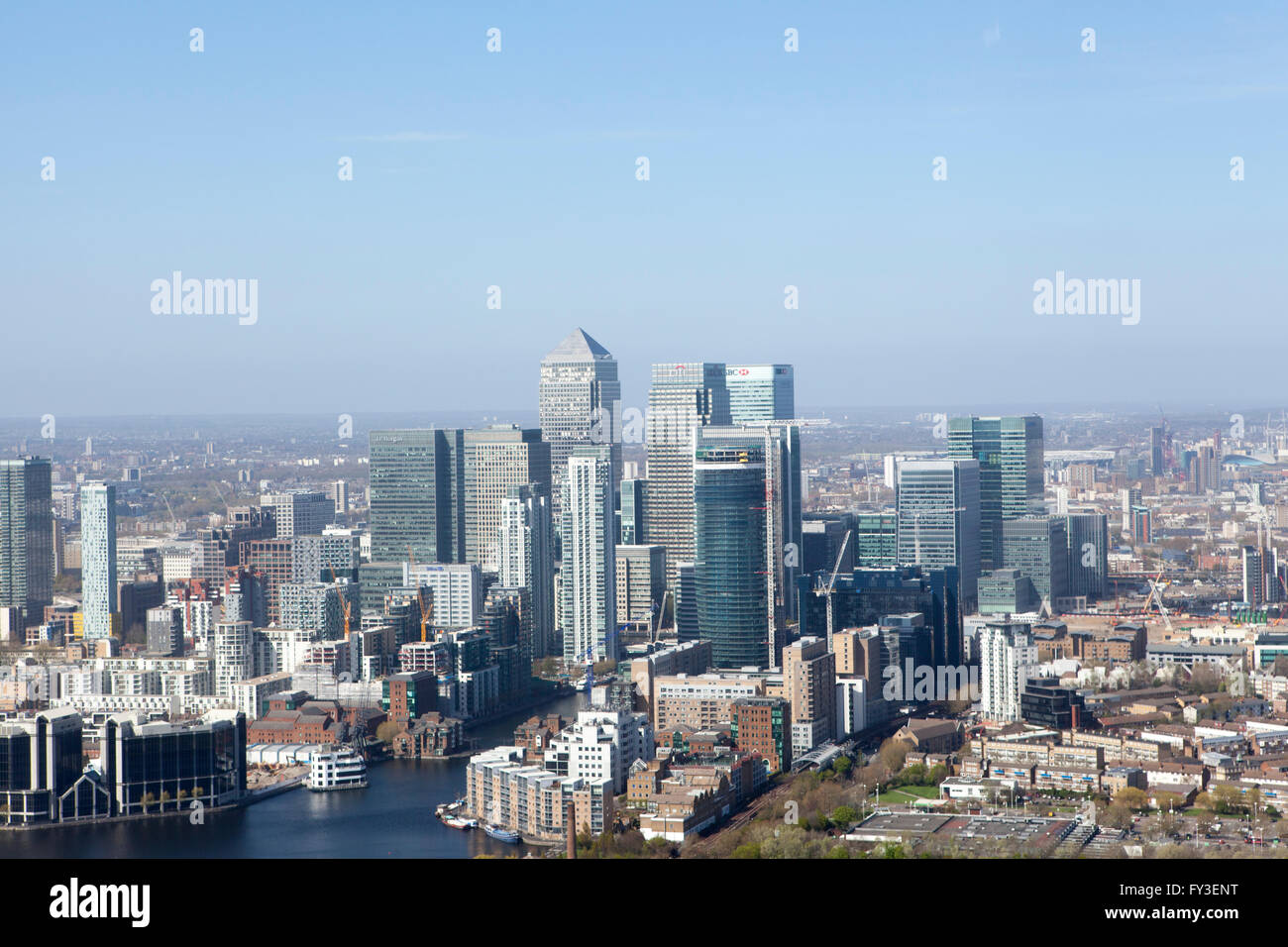 Canary Wharf from the Air Aerial Stock Photo