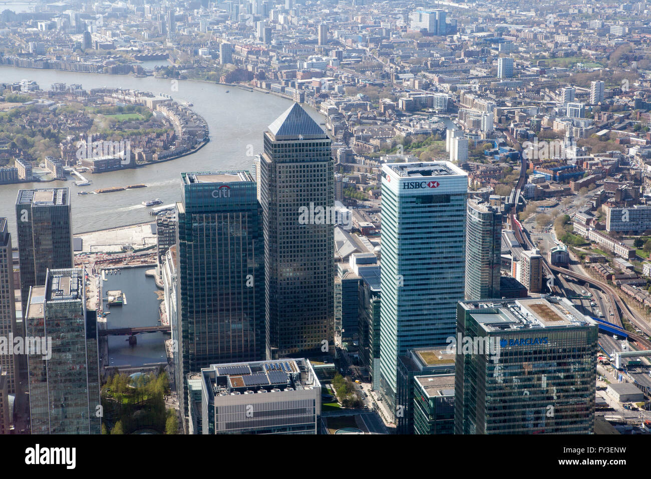 Canary Wharf from the Air Aerial Stock Photo