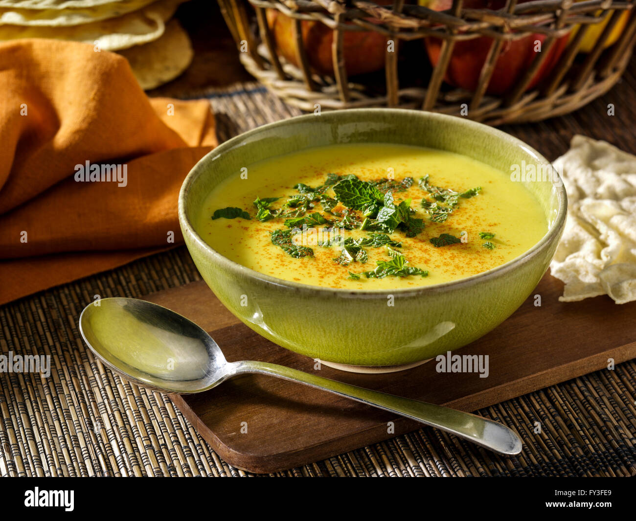 Curry apple soup Stock Photo