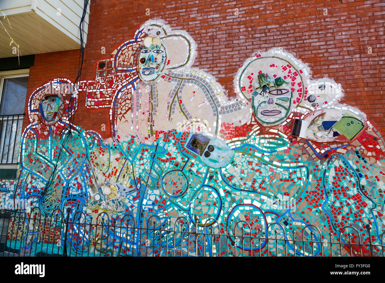 Mosaics proliferate in Philly. Here's one in Fairmount neighborhood. Philadelphia, Pennsylvania, USA Stock Photo