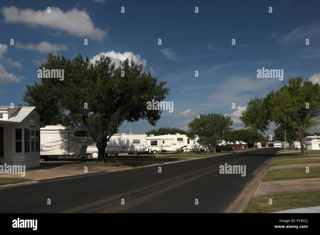 Travel trailers, fifth wheels, mobile homes and park models sit