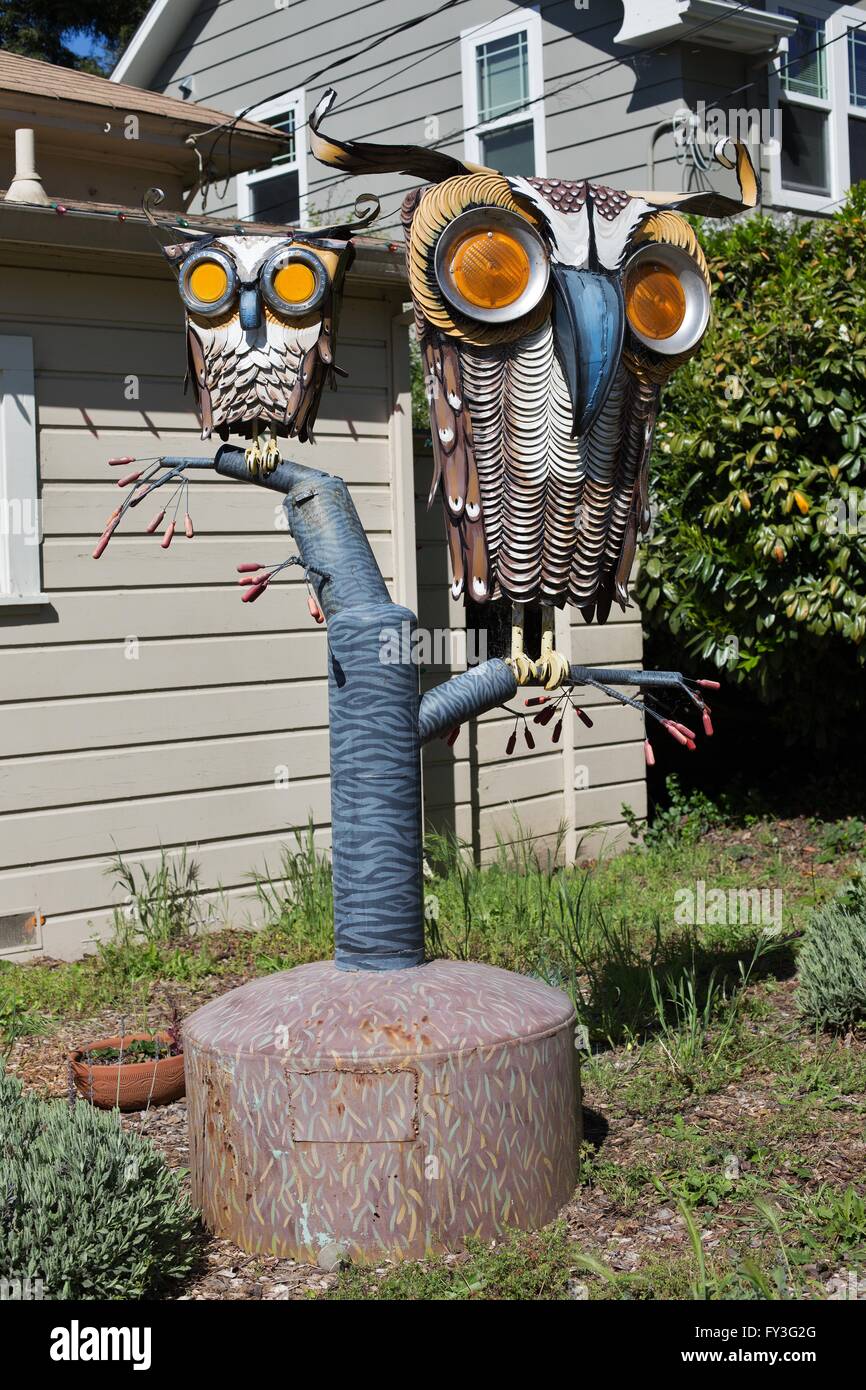 A sculpture by junk artist Patrick Amiot, in Sebastopol, California