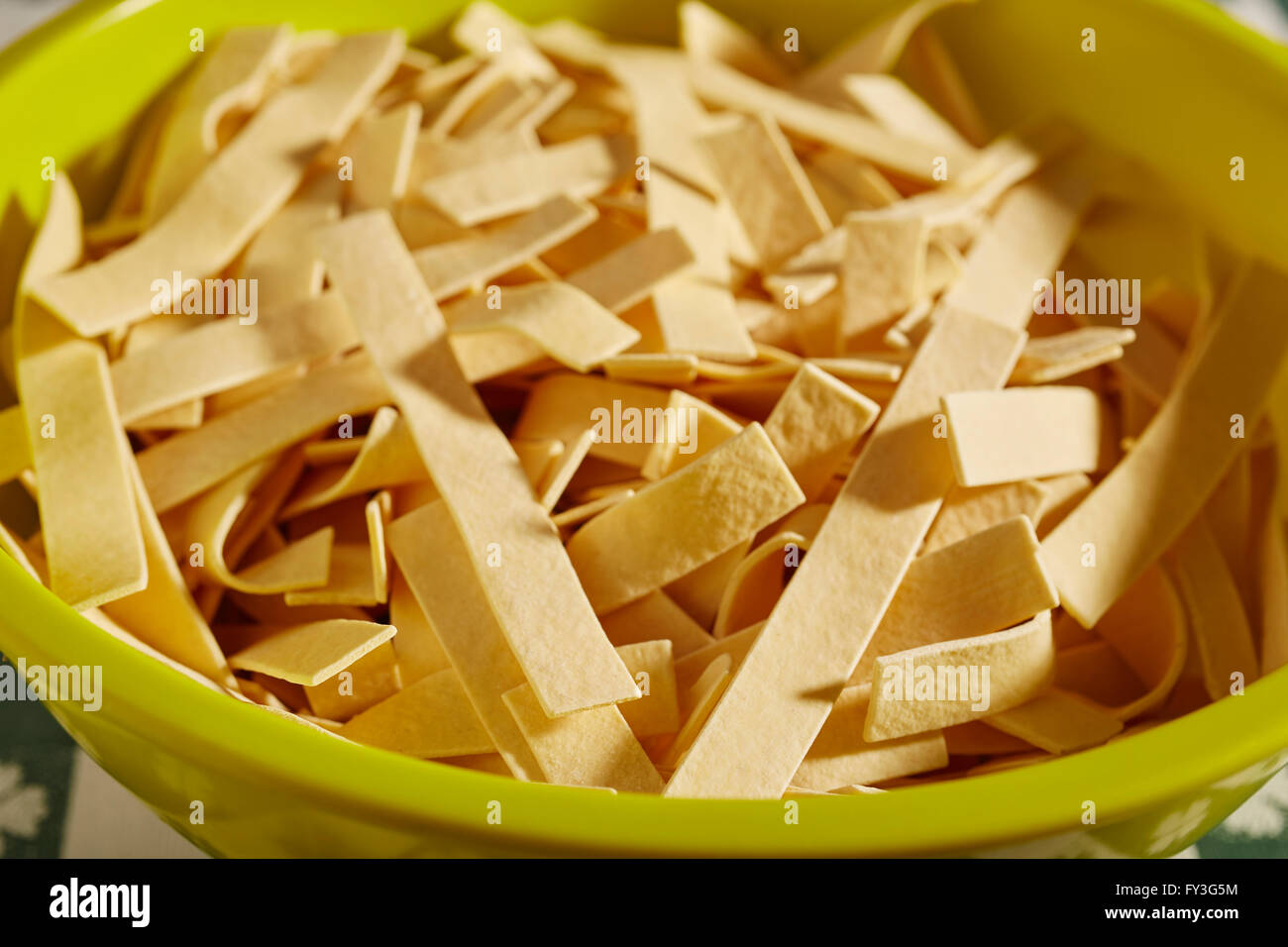Uncooked Pennsylvania Dutch style noodles Stock Photo Alamy