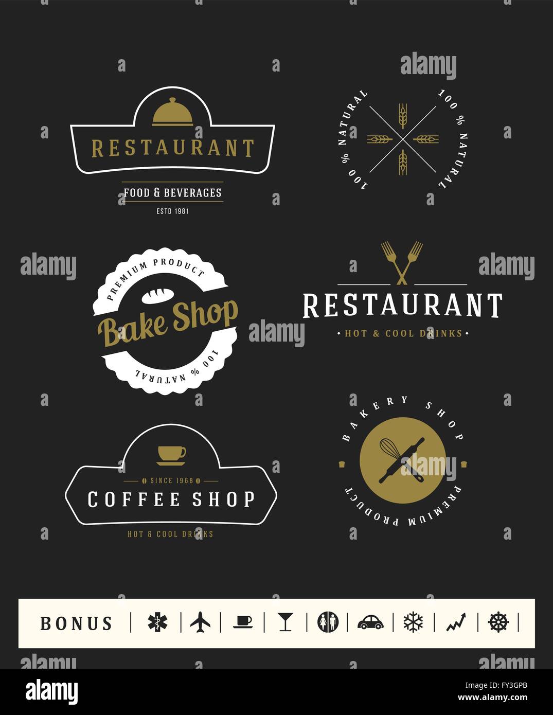Logotypes set. Vector elements, business signs, logos, identity, labels