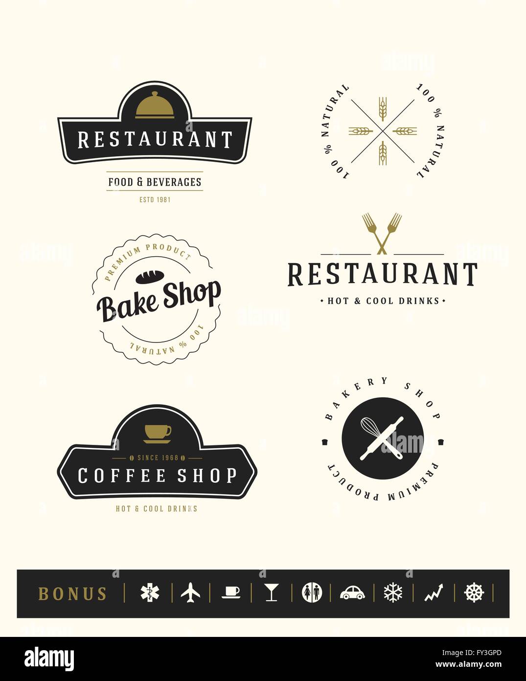 Logotypes set. Vector elements, business signs, logos, identity, labels