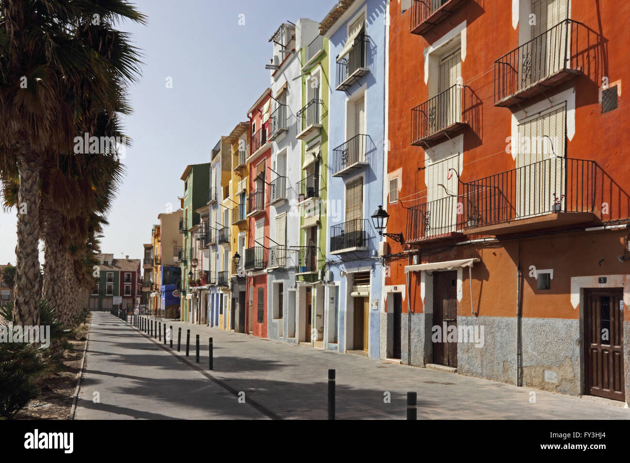 Colourful seaside houses, Villajoyosa, Valencia, Spain Stock Photo Alamy