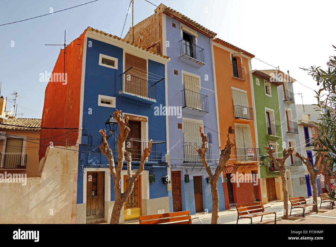 Colourful seaside houses, Villajoyosa, Valencia, Spain Stock Photo Alamy