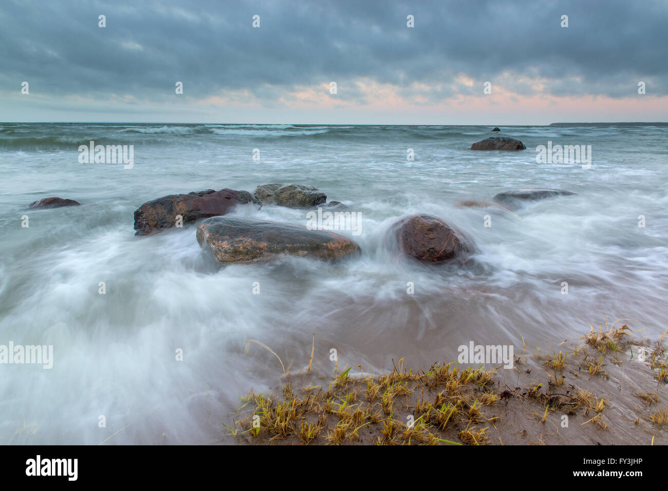 Stormy sea on the Baltic coast Stock Photo