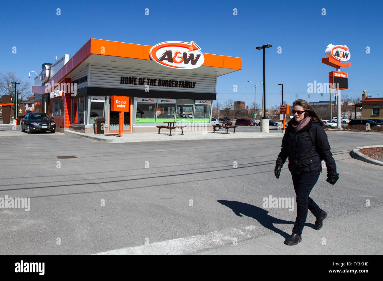 A&W fast food restaurant in Kingston, Ont., on March 29, 2016 Stock