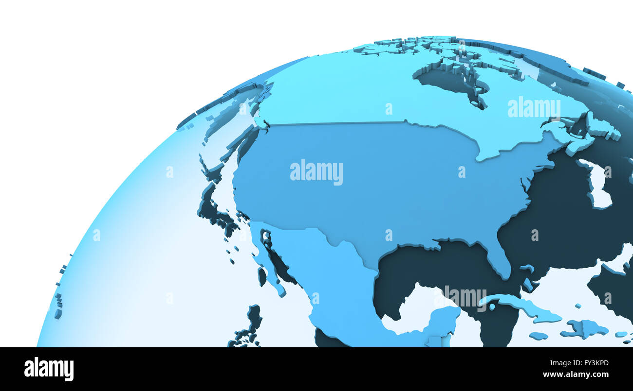 North America on translucent model of planet Earth with visible ...