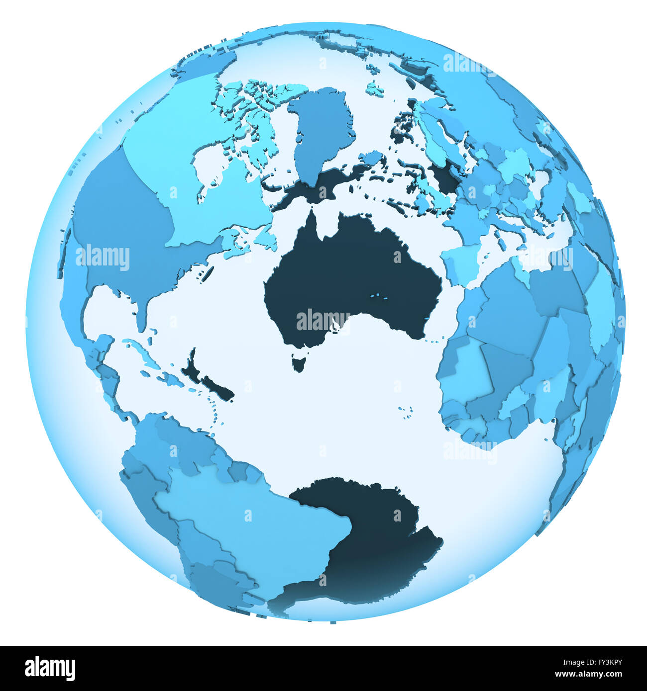 North America and Europe on translucent model of planet Earth with ...