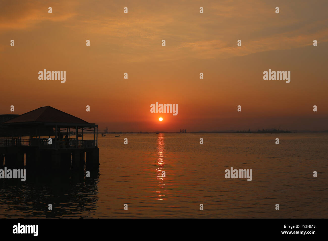 Twilight of sea sunset in Thailand at location Sichang island,Sriracha,Chonburi. Stock Photo
