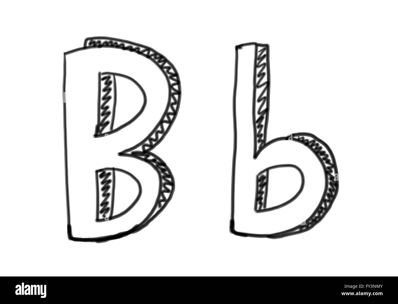 New drawing Character B of alphabet logo icon in design elements. Stock Photo