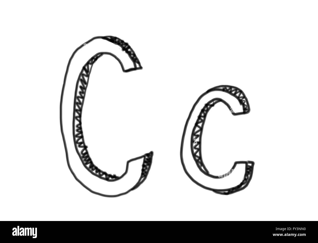 New drawing Character C of alphabet logo icon in design elements. Stock Photo
