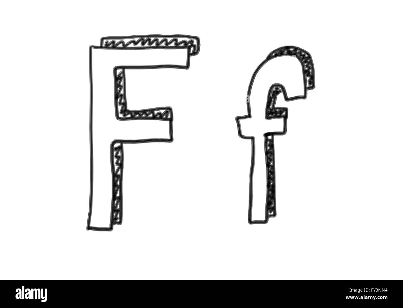 New drawing Character F of alphabet logo icon in design elements. Stock Photo