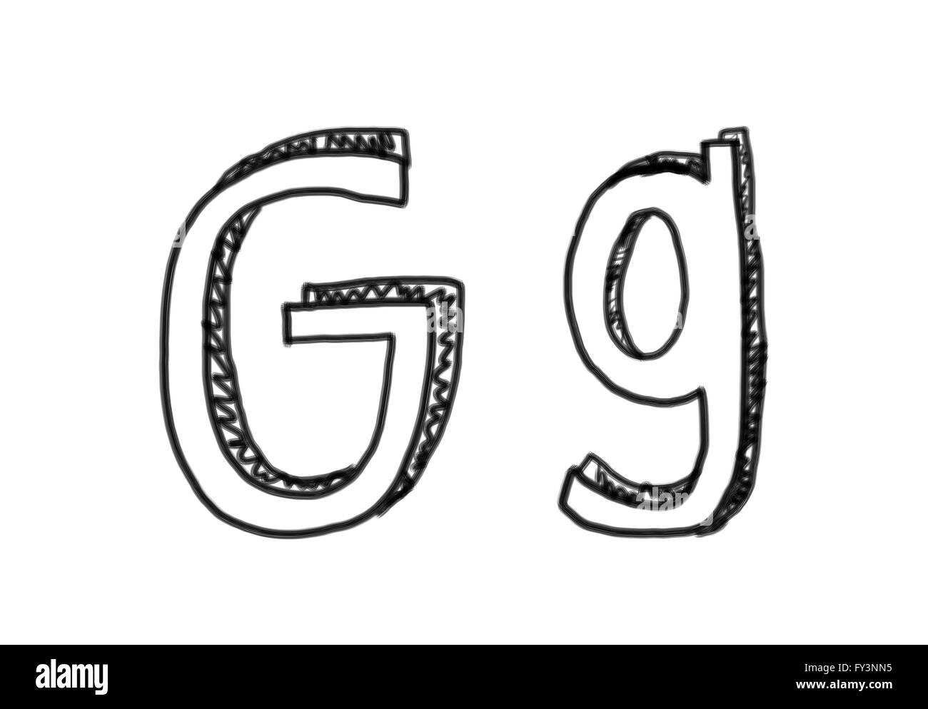 New drawing Character G of alphabet logo icon in design elements. Stock Photo