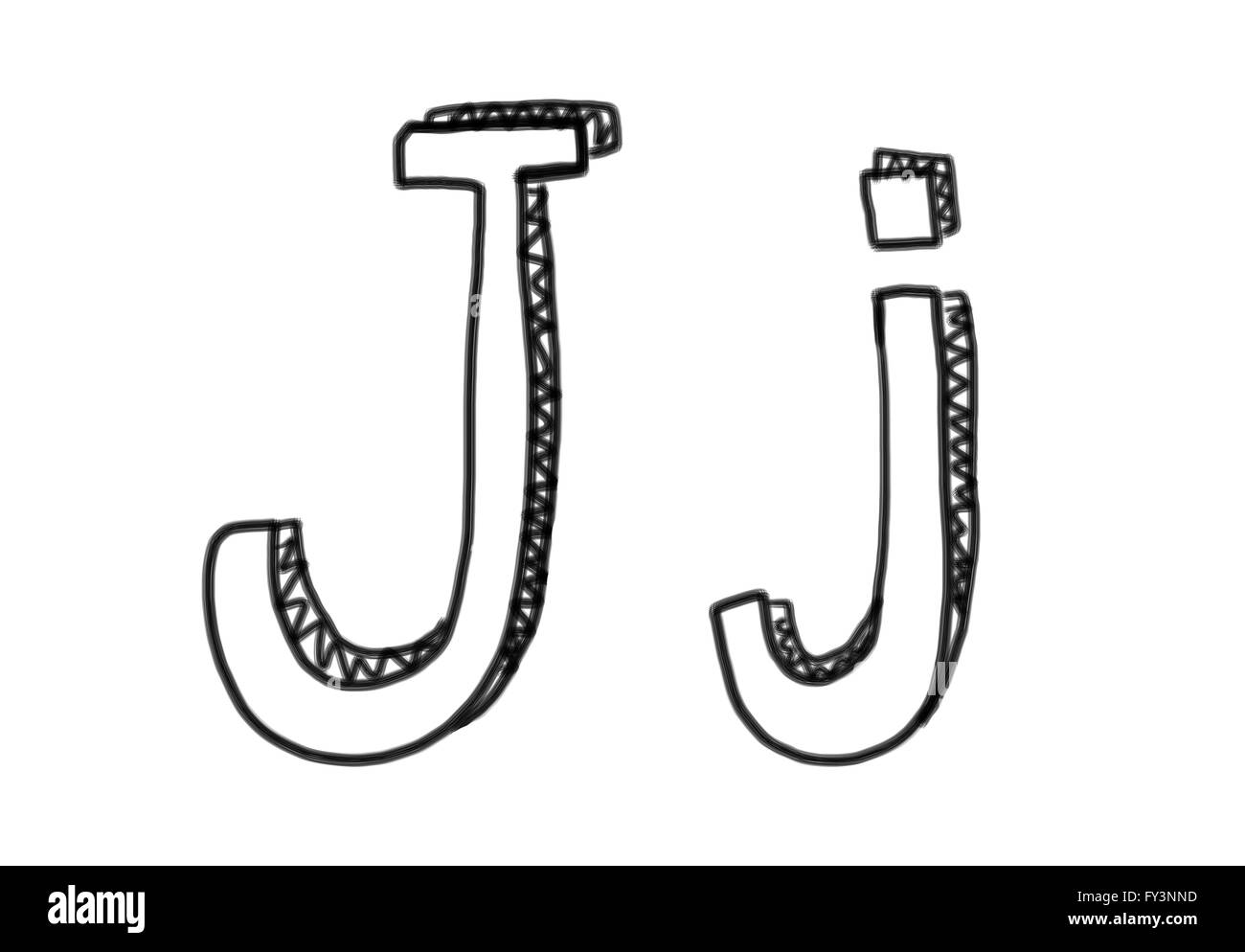 New drawing Character J of alphabet logo icon in design elements. Stock Photo