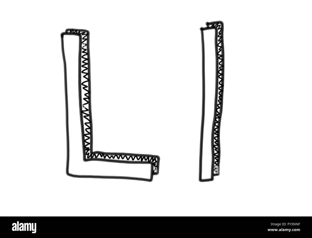 New drawing Character L of alphabet logo icon in design elements. Stock Photo