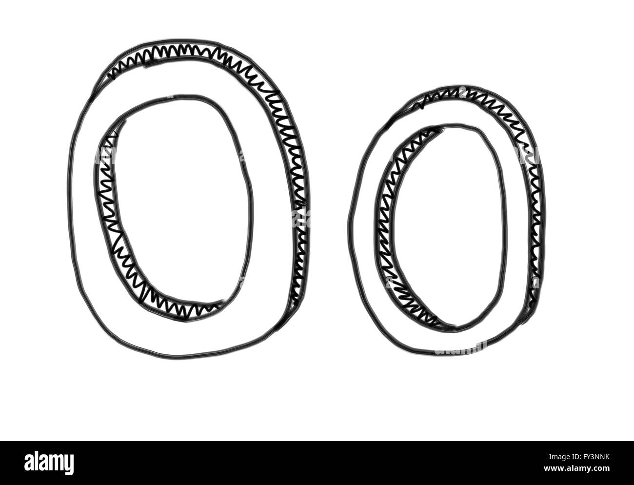 New drawing Character O of alphabet logo icon in design elements. Stock Photo
