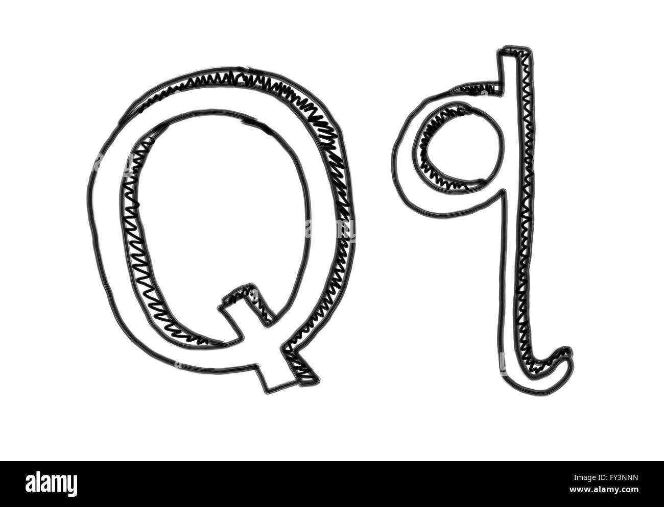 New drawing Character Q of alphabet logo icon in design elements. Stock Photo