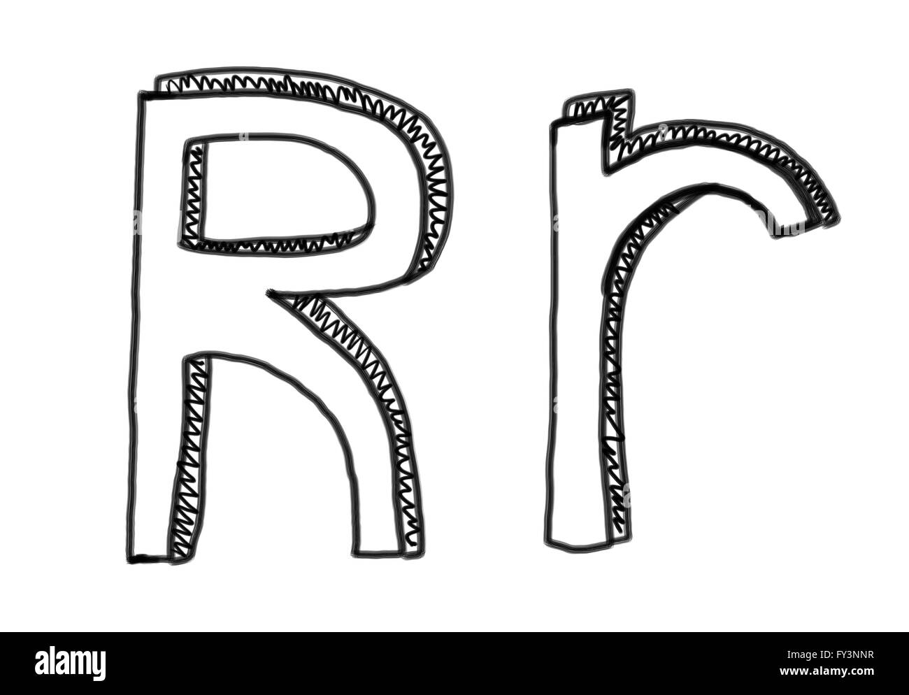 New drawing Character R of alphabet logo icon in design elements. Stock Photo