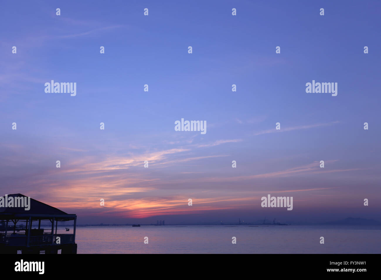 Twilight sky after evening sunset and landscape seaside. Stock Photo