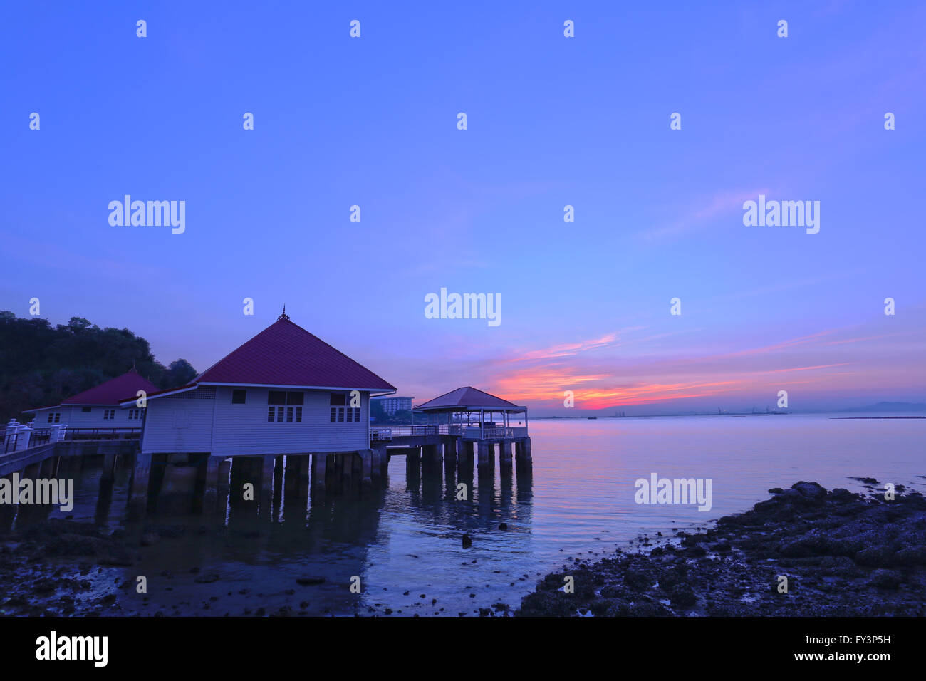 Atmosphere twilight in the evening seaside resorts,Attractions in Thailand. Stock Photo