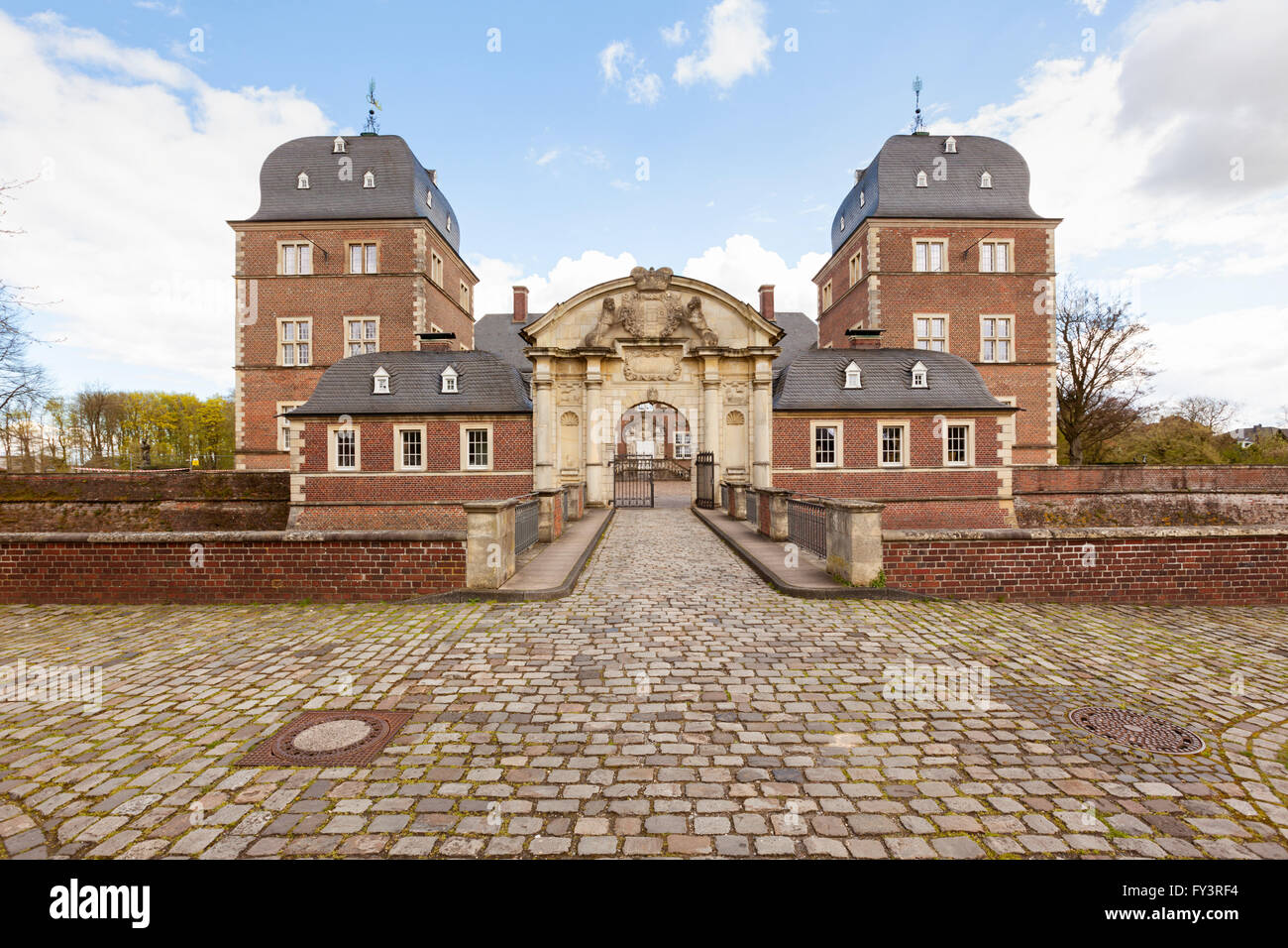 Front view of Castle Ahaus, moated castle in the Münsterland region of North Rhine-Westphalia Stock Photo
