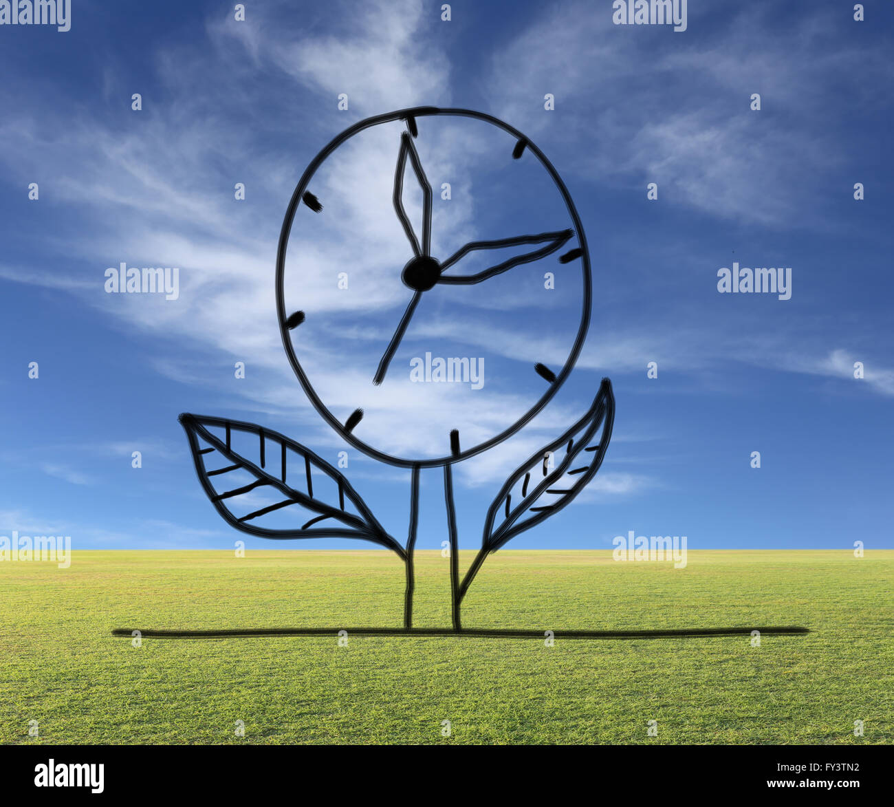 Hand drawn concept growth of time on natural background. Stock Photo