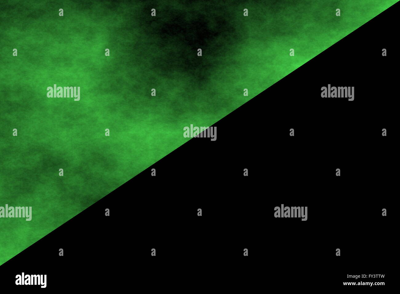 black background with half side of  green smoke Stock Photo