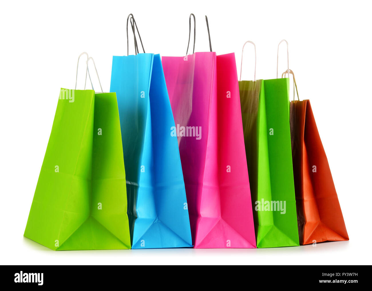 Colorful paper shopping bags isolated on white background Stock Photo ...