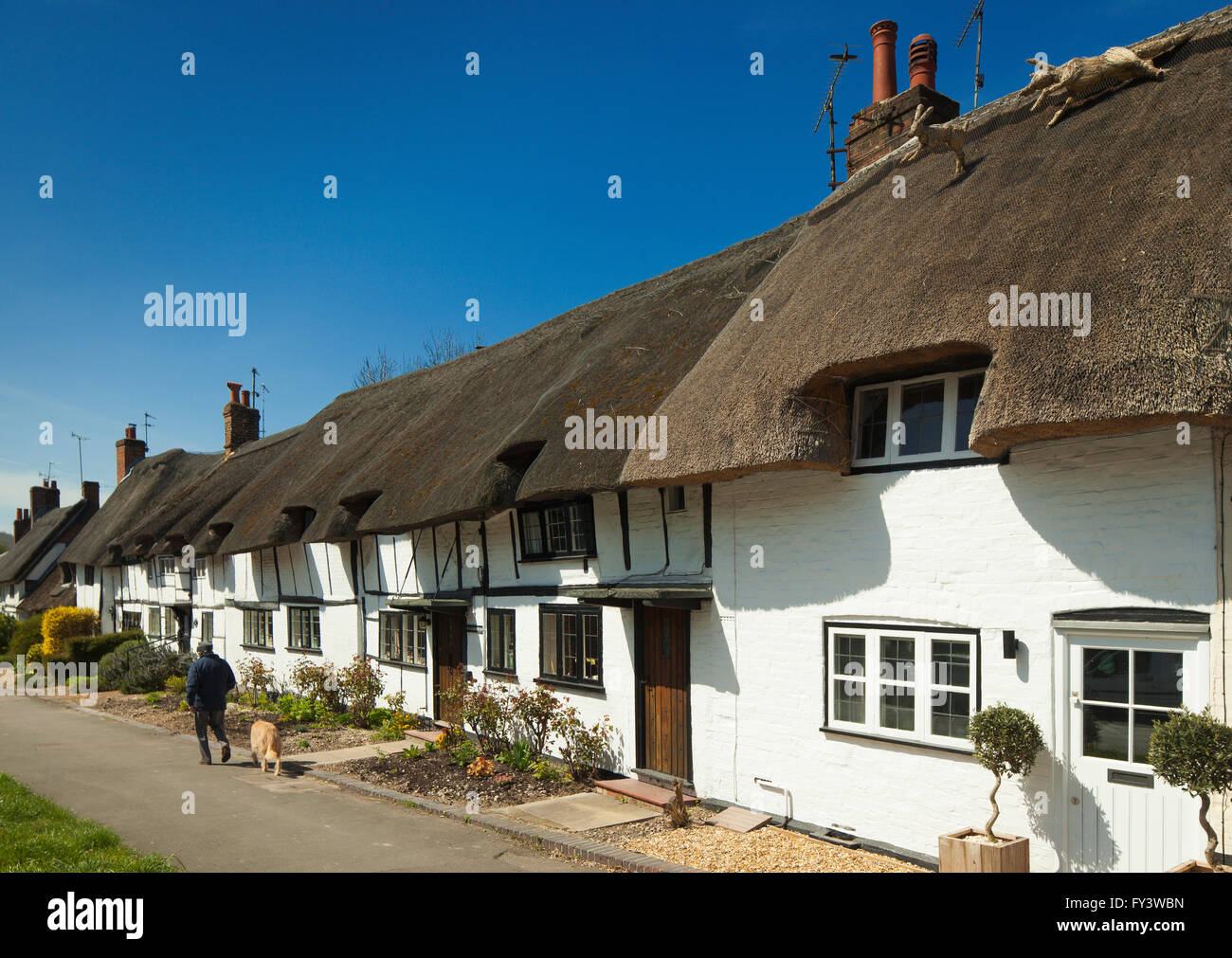 Anne Boleyn Cottages, Tring Road, Wendover, Buckinghamshire, England. Stock Photo