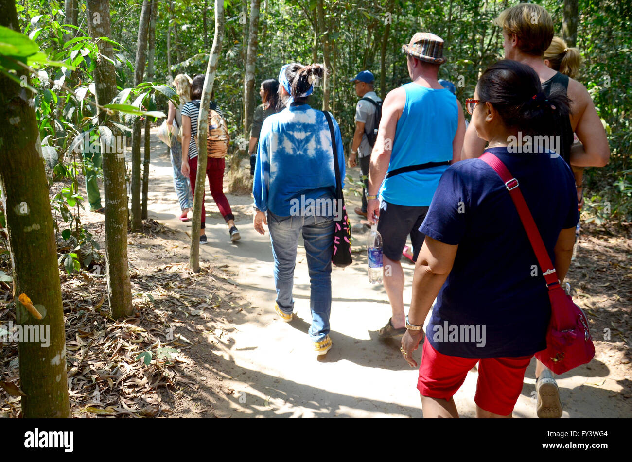 People travel at Cu Chi tunnels on January 23, 2016 in Ho Chi Minh, Vietnam Stock Photo