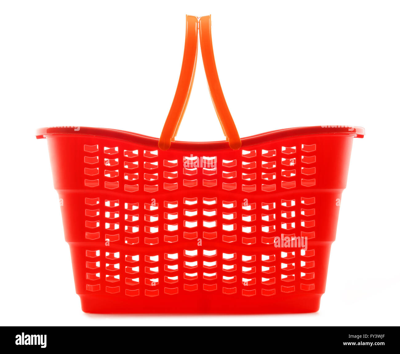 Empty plastic shopping basket isolated on white background Stock Photo
