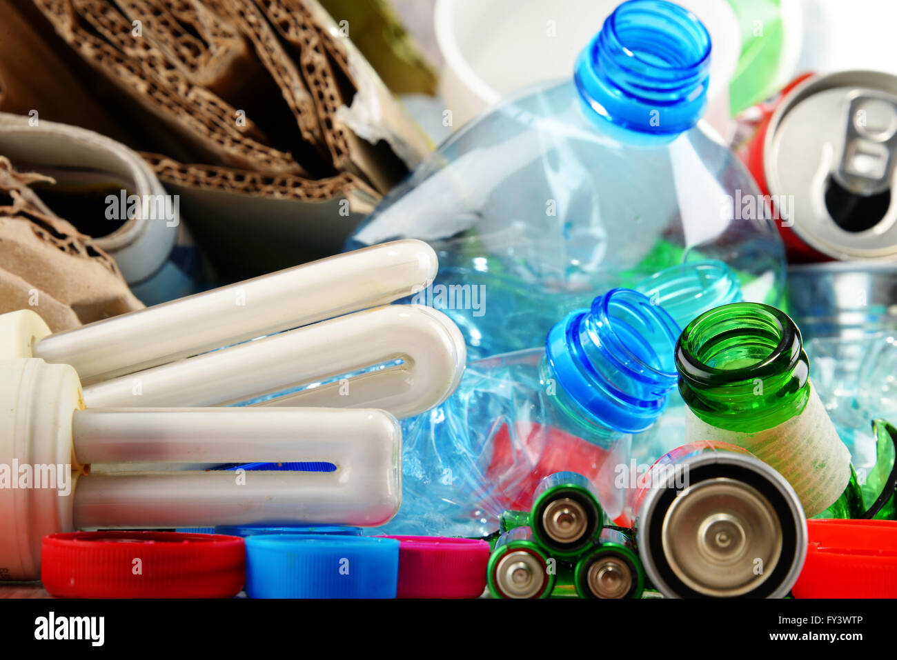 Recyclable garbage consisting of glass, plastic, metal and paper Stock Photo - Alamy