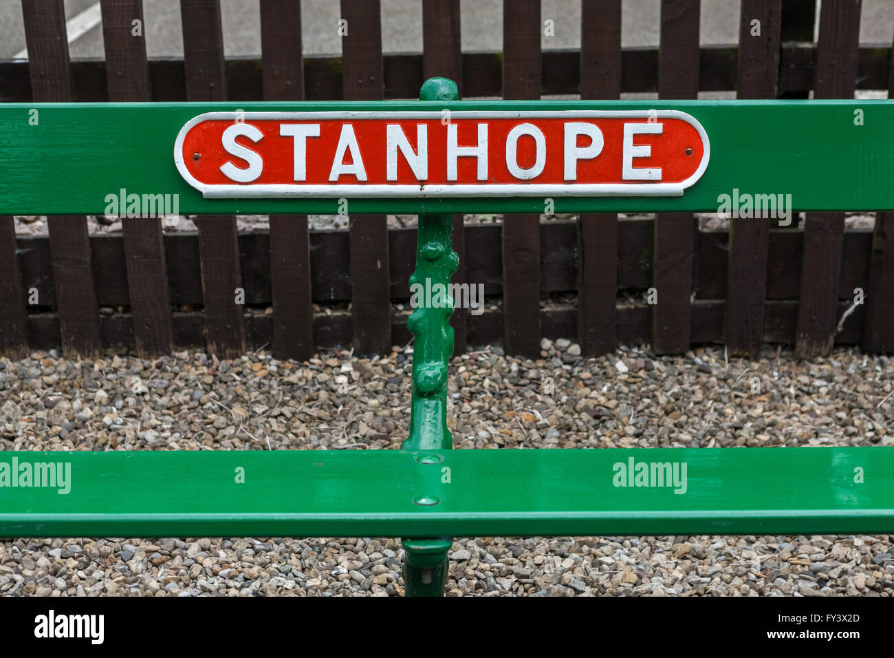 Bench, Stanhope Station, Stanhope Weardale, England Stock Photo Alamy