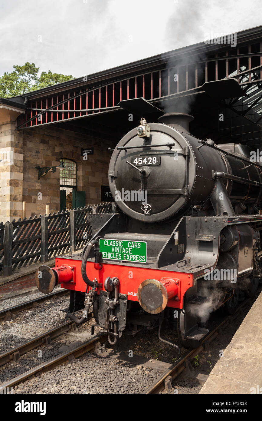 BR Stanier Class 5428, Number 45428 Steam locomotive Pickering Station, North Yorkshire, England Stock Photo