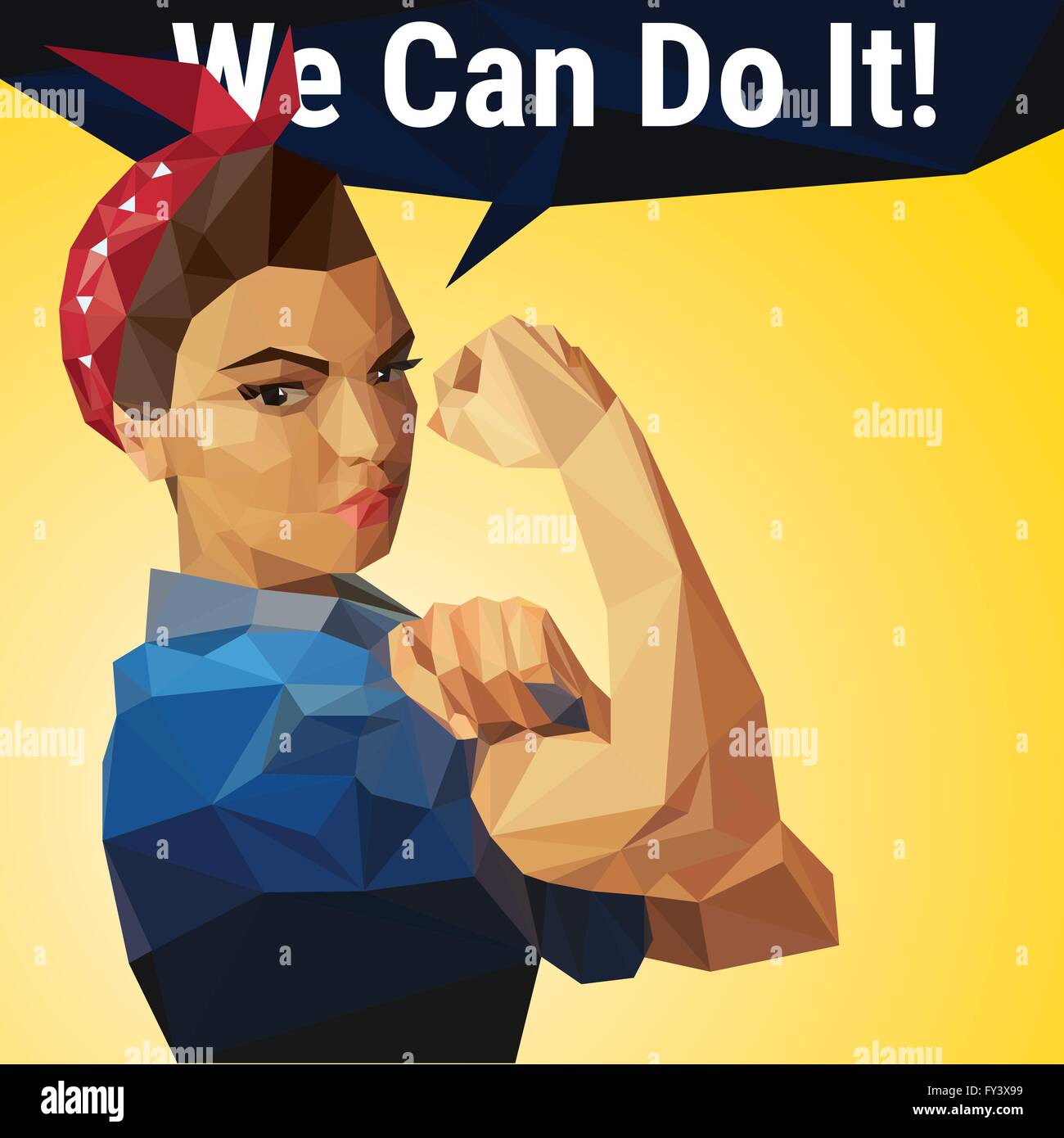 We Can Do It. Woman's symbol of female power and industry made with polygons Stock Vector