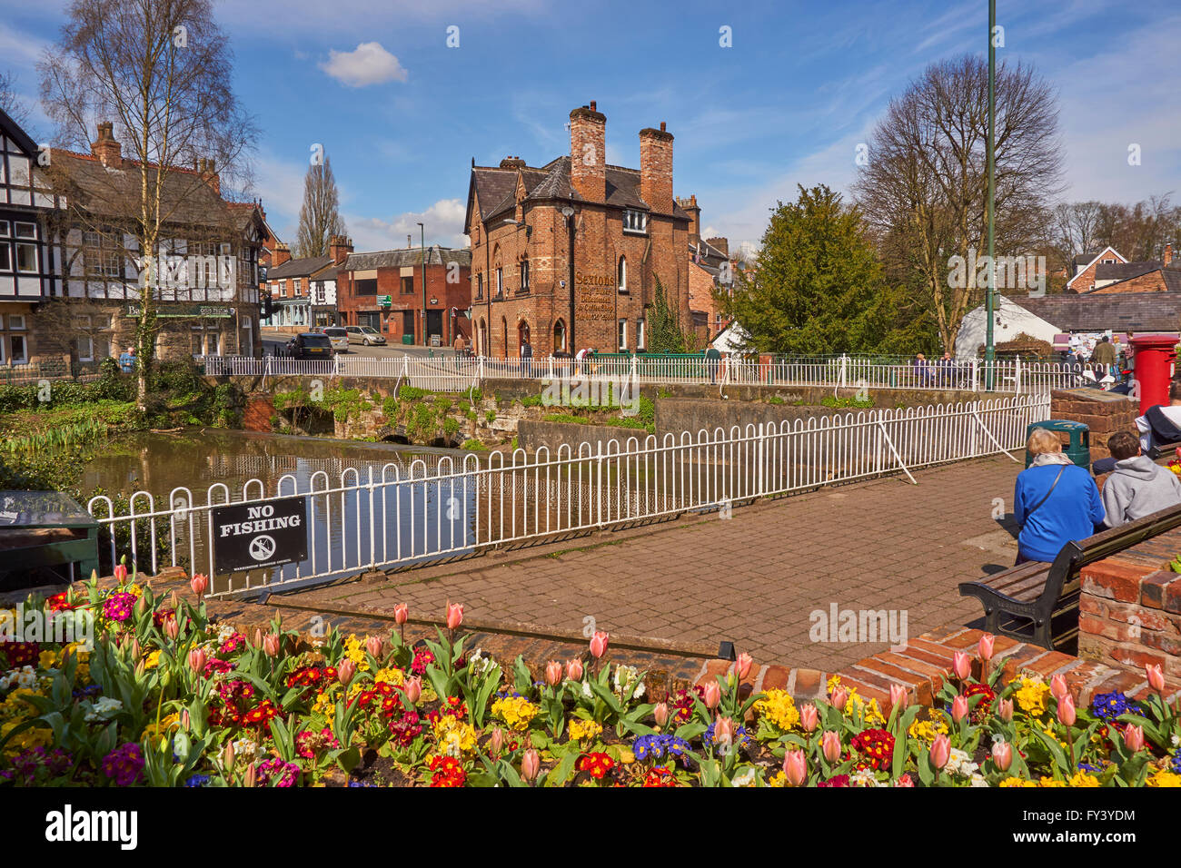 Lymm Village and lower dam, Lymm, Warrington, Cheshire Stock Photo Alamy